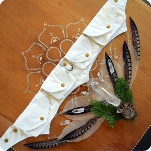 White Utility Belt Bag ~ vegan pocket belt in cream cotton canvas ~